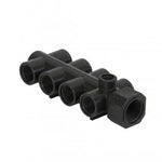 Polypropylene Fittings: 8 Station Manifold 3/4" Inlet x 1/2" Outlet with 1/4" Gauge Port